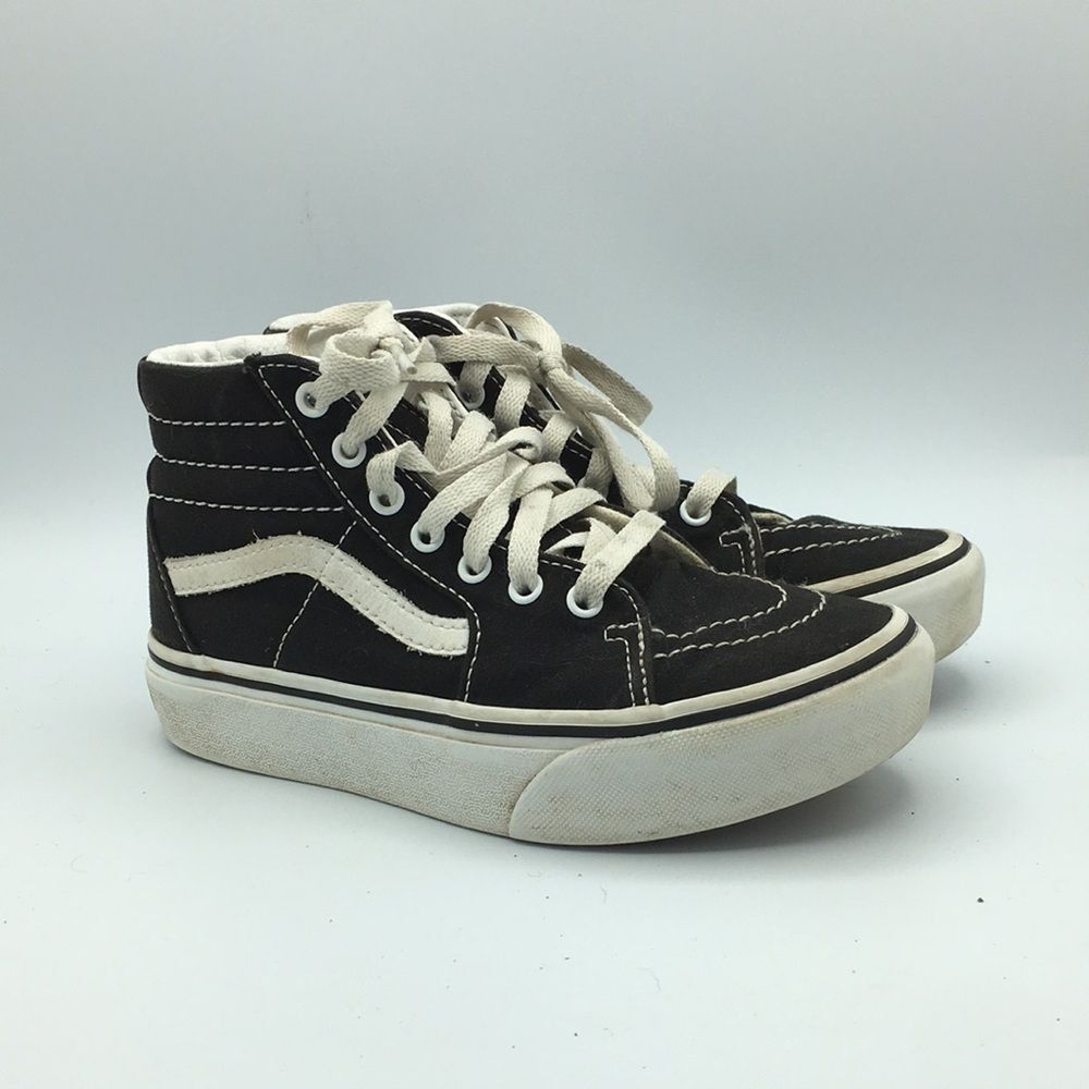 Vans Sk8-Hi Skate Shoe - Little Kid - Black White Hightop Kids 2